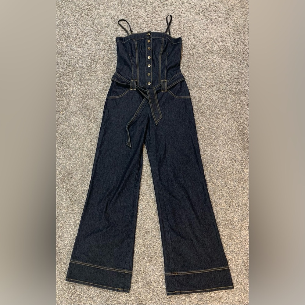 Flare-leg Belted Demin Jumper